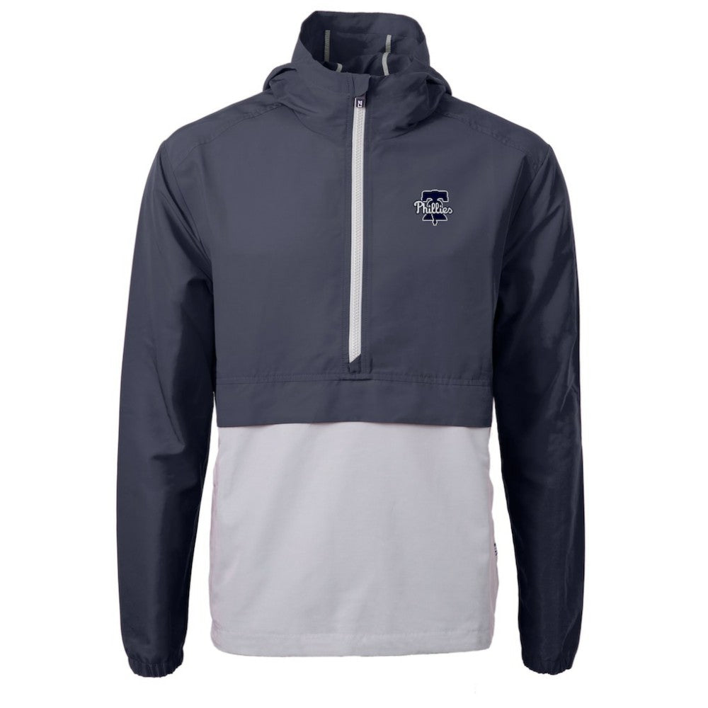 Philadelphia Phillies Cutter & Buck Charter Eco Recycled Anorak Half-Zip Hoodie Jacket - Navy