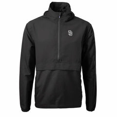 San Diego Padres Cutter & Buck Charter Eco Recycled Anorak Half-Zip Hoodie Jacket - Black