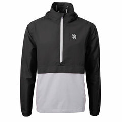 San Diego Padres Cutter & Buck Charter Eco Recycled Anorak Half-Zip Hoodie Jacket - Black