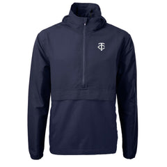 Minnesota Twins Cutter & Buck Charter Eco Recycled Anorak Half-Zip Hoodie Jacket - Navy