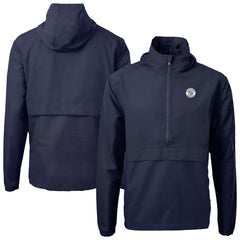 Milwaukee Brewers Cutter & Buck Charter Eco Recycled Anorak Half-Zip Hoodie Jacket - Navy