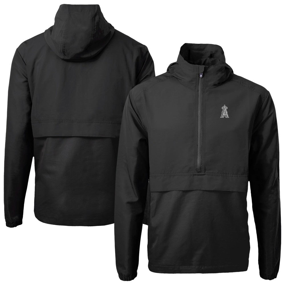 Los Angeles Angels Cutter & Buck Charter Eco Recycled Anorak Half-Zip Hoodie Jacket - Black