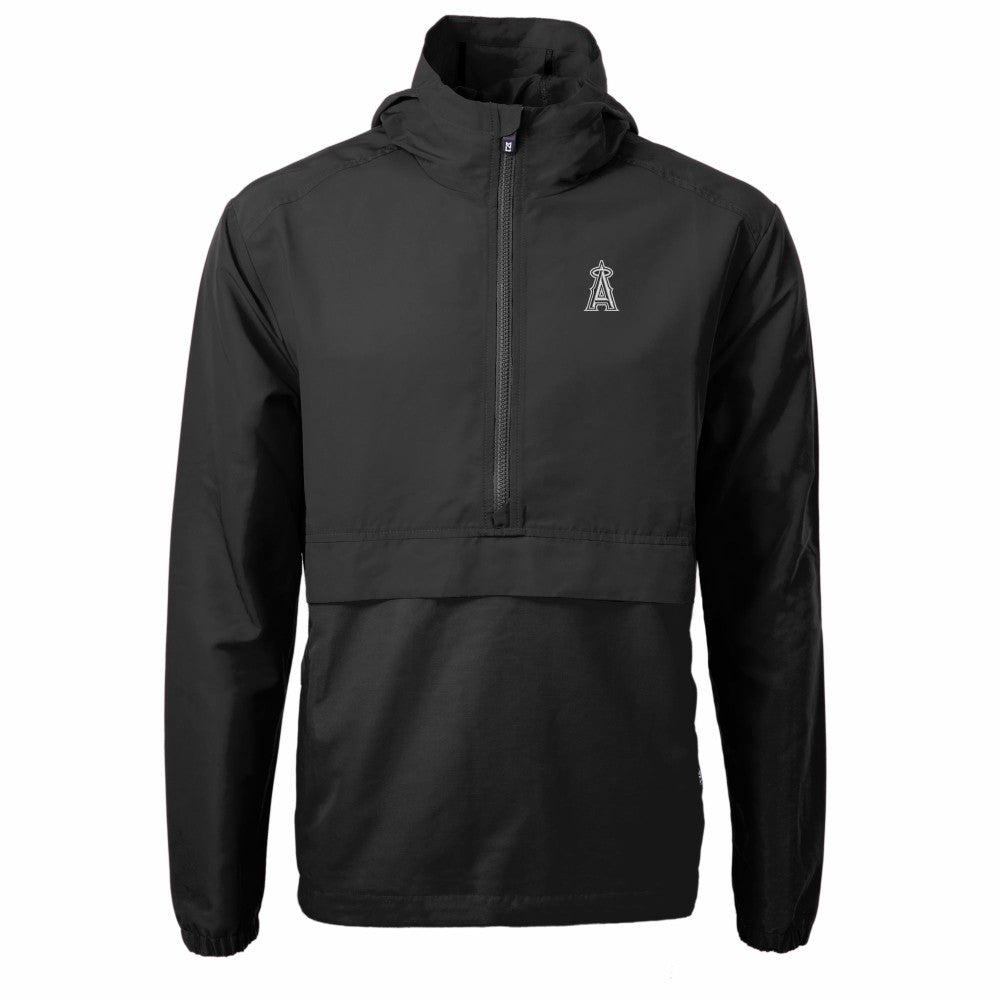 Los Angeles Angels Cutter & Buck Charter Eco Recycled Anorak Half-Zip Hoodie Jacket - Black