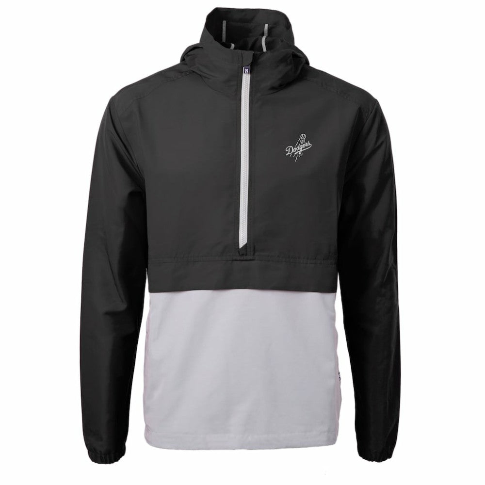Los Angeles Dodgers Cutter & Buck Charter Eco Recycled Anorak Half-Zip Hoodie Jacket - Black/Gray