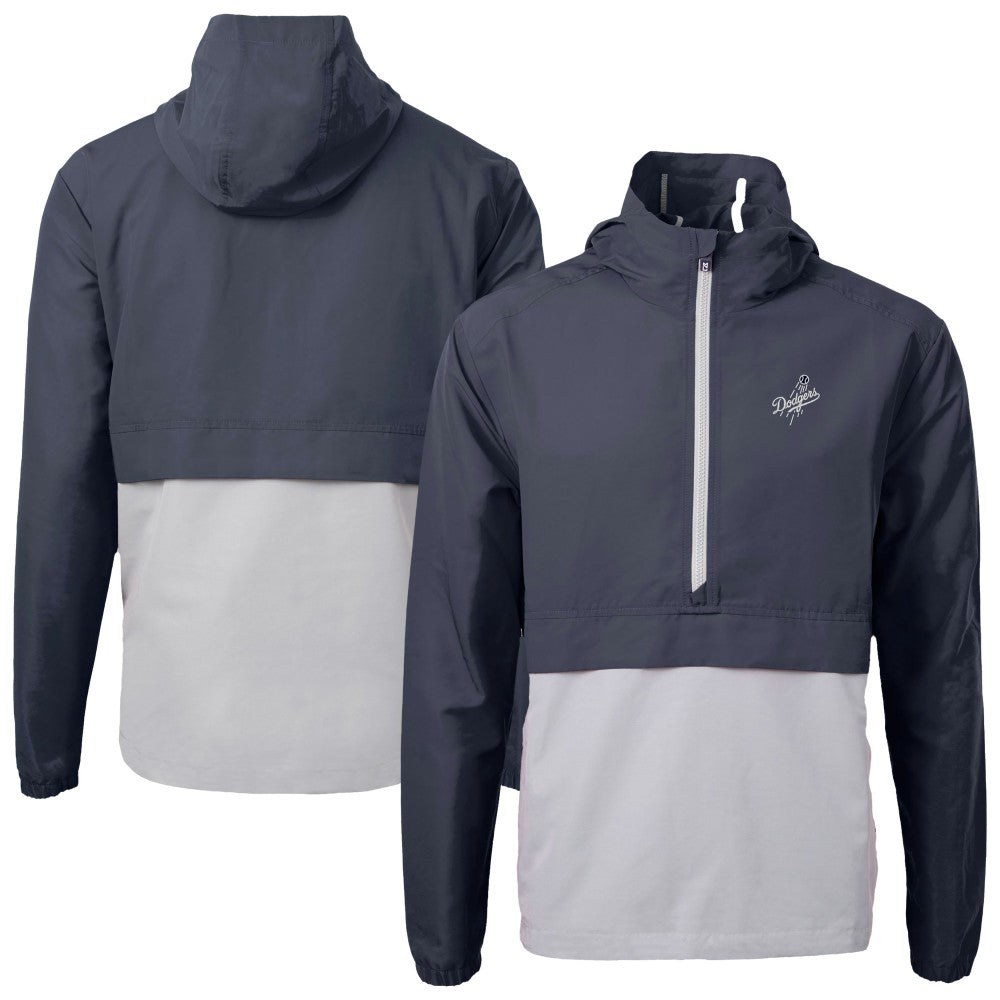 Los Angeles Dodgers Cutter & Buck Charter Eco Recycled Anorak Half-Zip Hoodie Jacket - Navy/Gray
