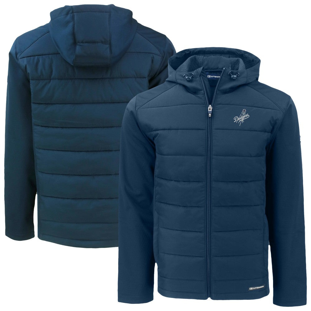 Los Angeles Dodgers Cutter & Buck Evoke Hybrid Eco Softshell Recycled Full-Zip Hooded Jacket - Navy