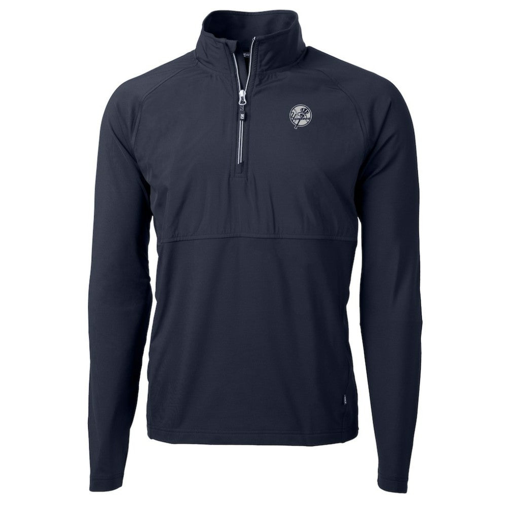 New York Yankees Cutter & Buck Adapt Eco Hybrid Raglan DryTec Quarter-Zip Jacket - Navy