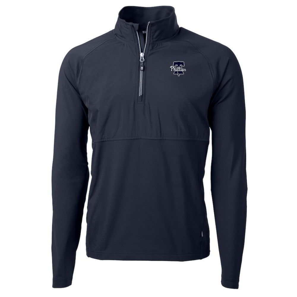 Philadelphia Phillies Cutter & Buck Adapt Eco Hybrid Raglan DryTec Quarter-Zip Jacket - Navy
