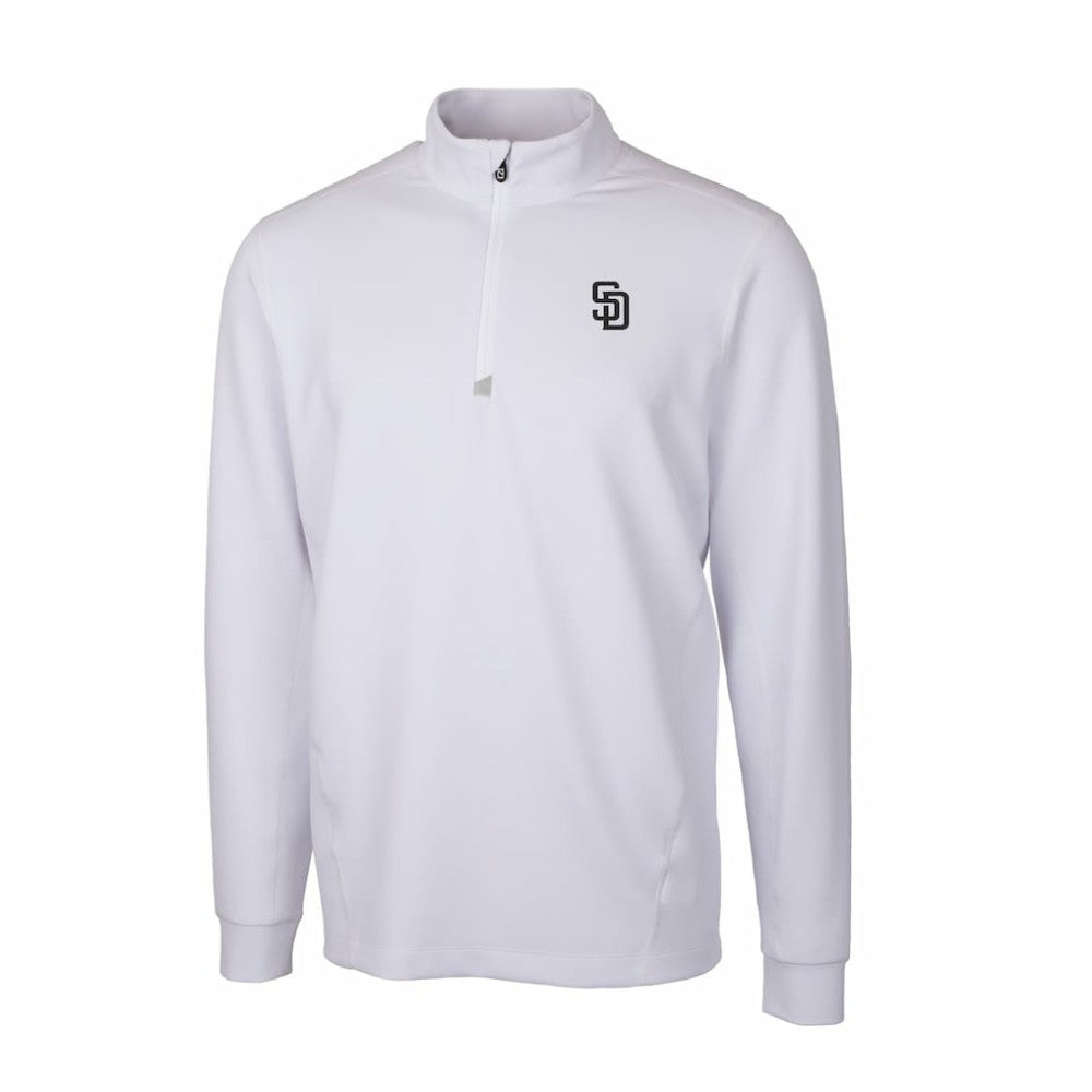 San Diego Padres Cutter & Buck Traverse Eco Tri-Blend DryTec Quarter-Zip Jacket - White