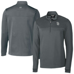 San Diego Padres Cutter & Buck Traverse Eco Stripe Tri-Blend DryTec Quarter-Zip Jacket - Gray