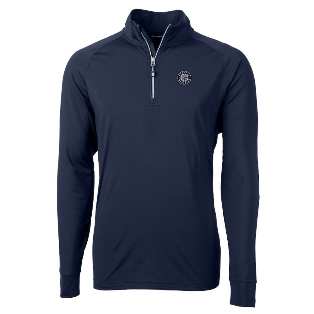 Seattle Mariners Cutter & Buck Adapt Eco Raglan Quarter-Zip Jacket - Navy