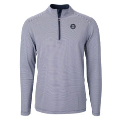 Seattle Mariners Cutter & Buck Virtue Eco Pique Micro Stripe Quarter-Zip Jacket - Navy