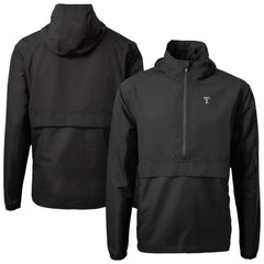 Texas Rangers Cutter & Buck Charter Eco Recycled Anorak Half-Zip Hoodie Jacket - Black