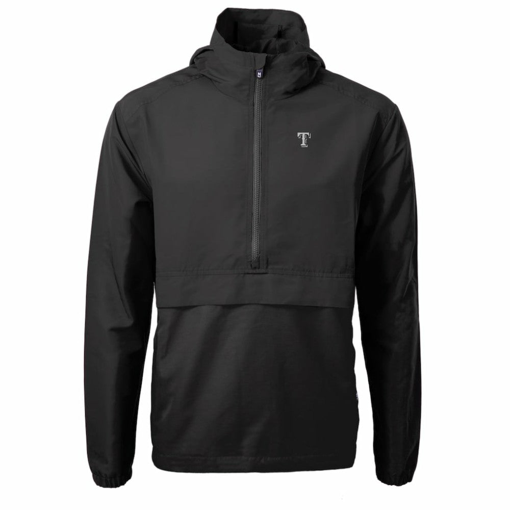 Texas Rangers Cutter & Buck Charter Eco Recycled Anorak Half-Zip Hoodie Jacket - Black