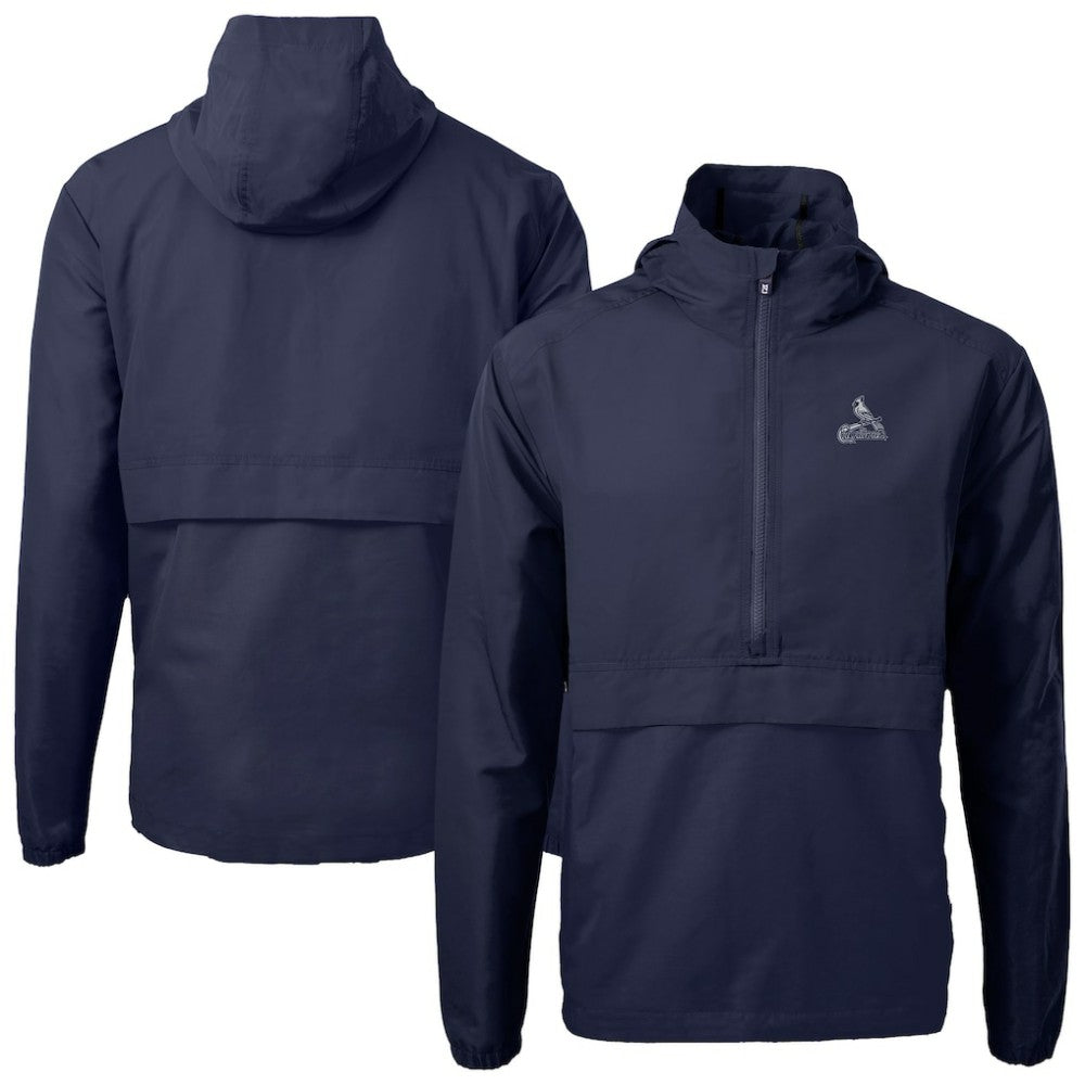 St. Louis Cardinals Cutter & Buck Charter Eco Recycled Anorak Half-Zip Hoodie Jacket - Navy