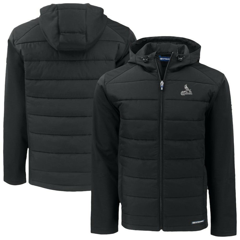 St. Louis Cardinals Cutter & Buck Evoke Hybrid Eco Softshell Recycled Full-Zip Hoodie Jacket - Black