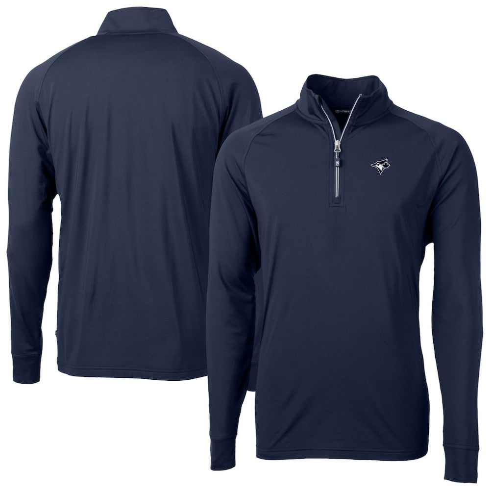 Toronto Blue Jays Cutter & Buck Adapt Eco DryTec Raglan Quarter-Zip Jacket - Navy
