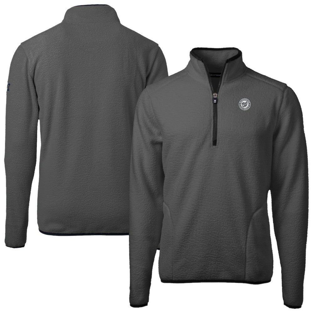 Washington Nationals Cutter & Buck Cascade Eco Fleece Quarter-Zip Jacket - Gray