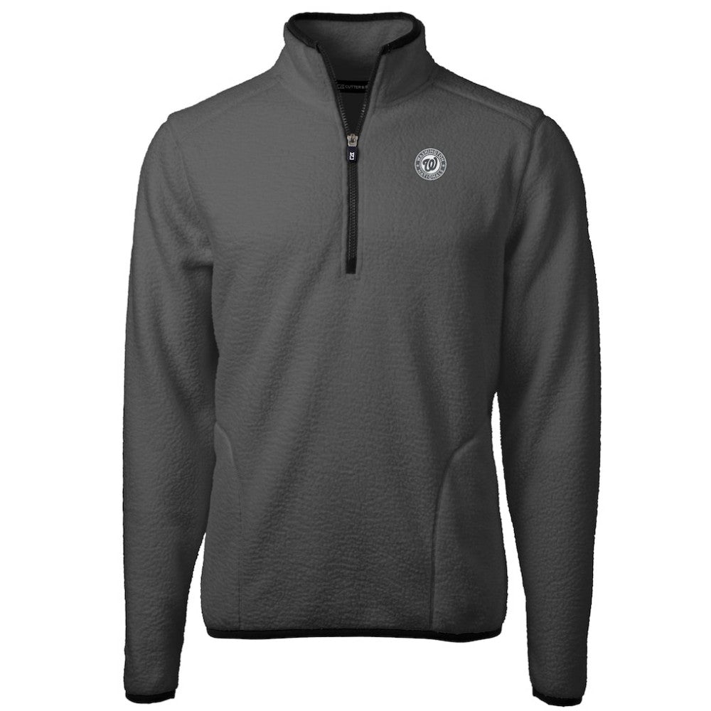 Washington Nationals Cutter & Buck Cascade Eco Fleece Quarter-Zip Jacket - Gray