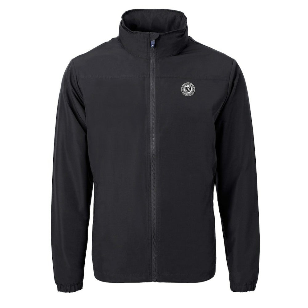 Washington Nationals Cutter & Buck Charter Eco Recycled Full-Zip Hoodie Jacket - Black