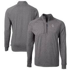 Colorado Rockies Cutter & Buck Big & Tall Adapt Eco Raglan Quarter-Zip Jacket - Heather Black