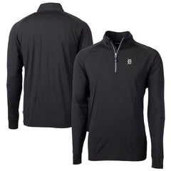 Detroit Tigers Cutter & Buck Big & Tall Adapt Eco DryTec Raglan Quarter-Zip Jacket - Black