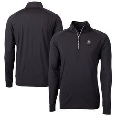 Chicago Cubs Cutter & Buck Big & Tall Adapt Eco DryTec Raglan Quarter-Zip Jacket - Black