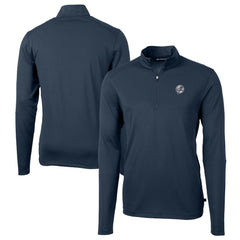 New York Yankees Cutter & Buck Big & Tall Virtue Eco Pique Quarter-Zip Jacket - Navy