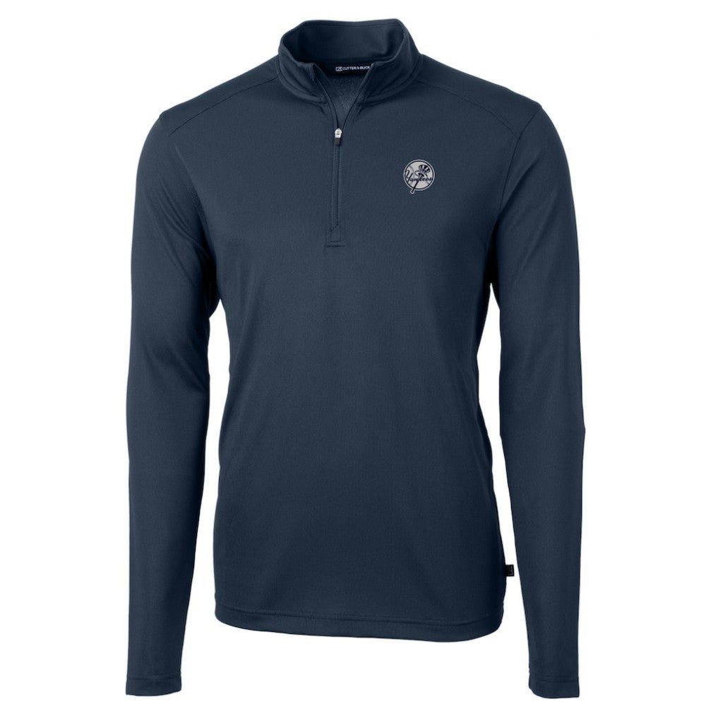 New York Yankees Cutter & Buck Big & Tall Virtue Eco Pique Quarter-Zip Jacket - Navy