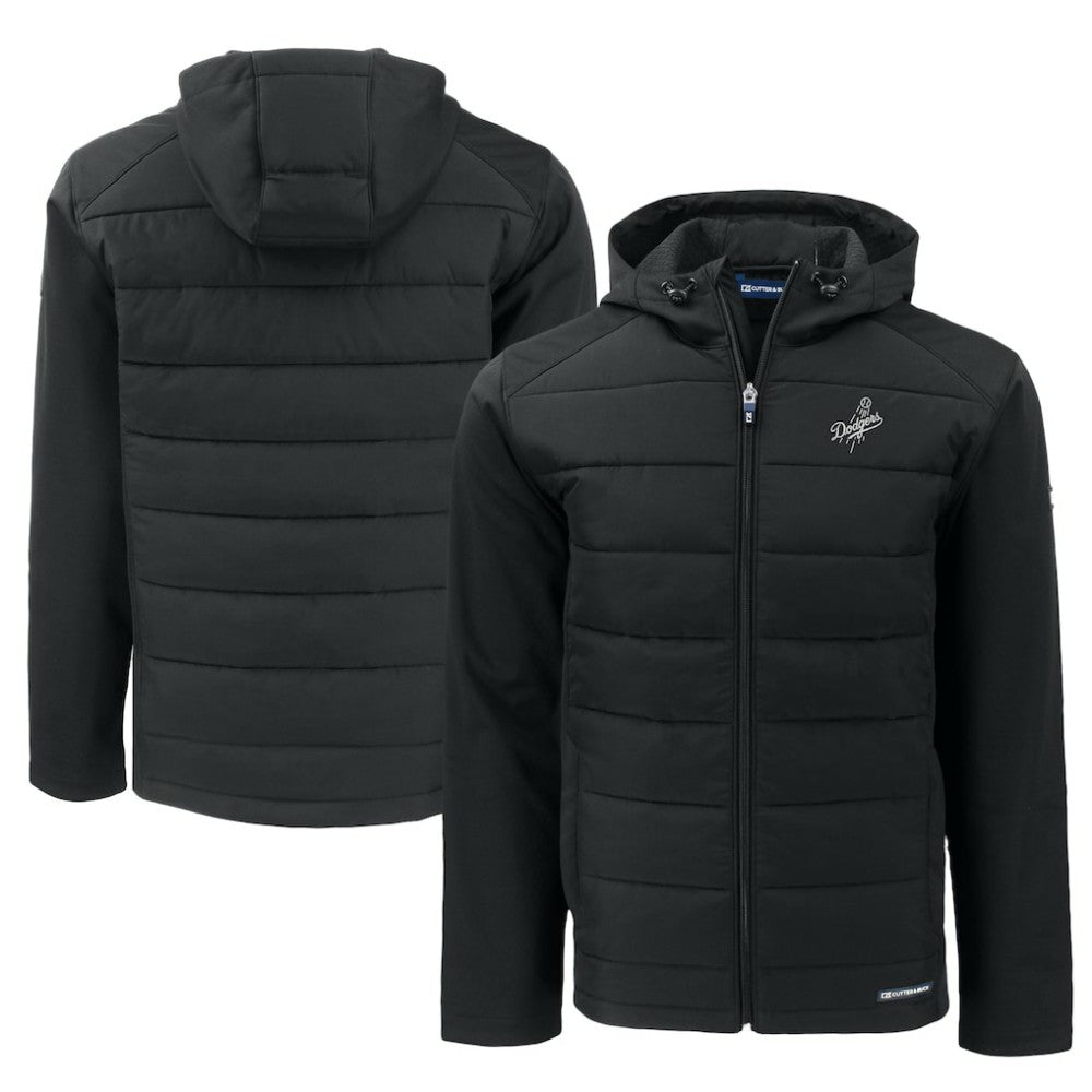 Los Angeles Dodgers Cutter & Buck Big & Tall Evoke Hybrid Eco Softshell Recycled Full-Zip Hooded PrimaLoft Jacket - Black
