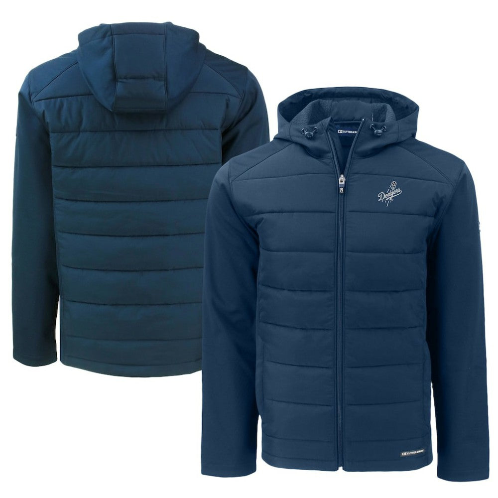 Los Angeles Dodgers Cutter & Buck Big & Tall Evoke Hybrid Eco Softshell Recycled Full-Zip Hooded PrimaLoft Jacket - Navy