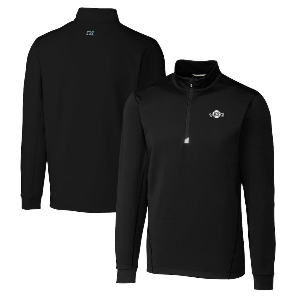 San Francisco Giants Cutter & Buck Big & Tall Traverse DryTec Quarter-Zip Jacket - Black