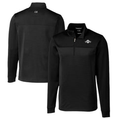 San Francisco Giants Cutter & Buck Big & Tall Traverse Stretch Stripe Eco Tri-Blend Quarter-Zip Top - Black