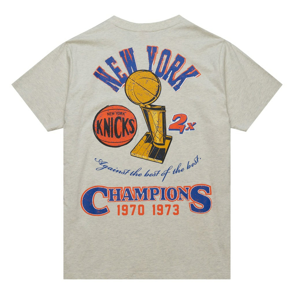 New York Knicks Hardwood Classics Legacy Defined Retro Championship T-Shirt - Oatmeal | Mitchell & Ness for sale