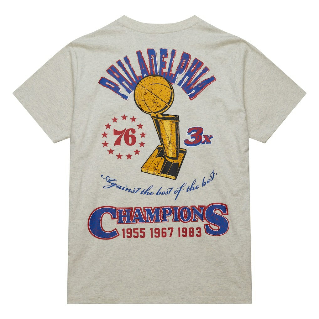 Philadelphia 76ers Hardwood Classics Legacy Defined Retro Championship T-Shirt - Oatmeal | Mitchell & Ness sale