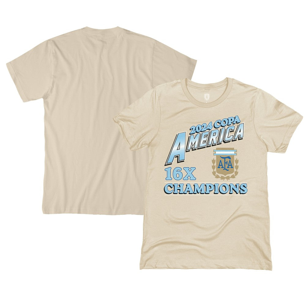 Argentina National Team 1863FC 16-Time Copa America Champions T-Shirt - Cream on sale