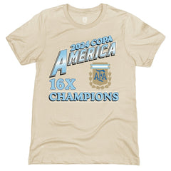 Argentina National Team 1863FC 16-Time Copa America Champions T-Shirt - Cream on sale