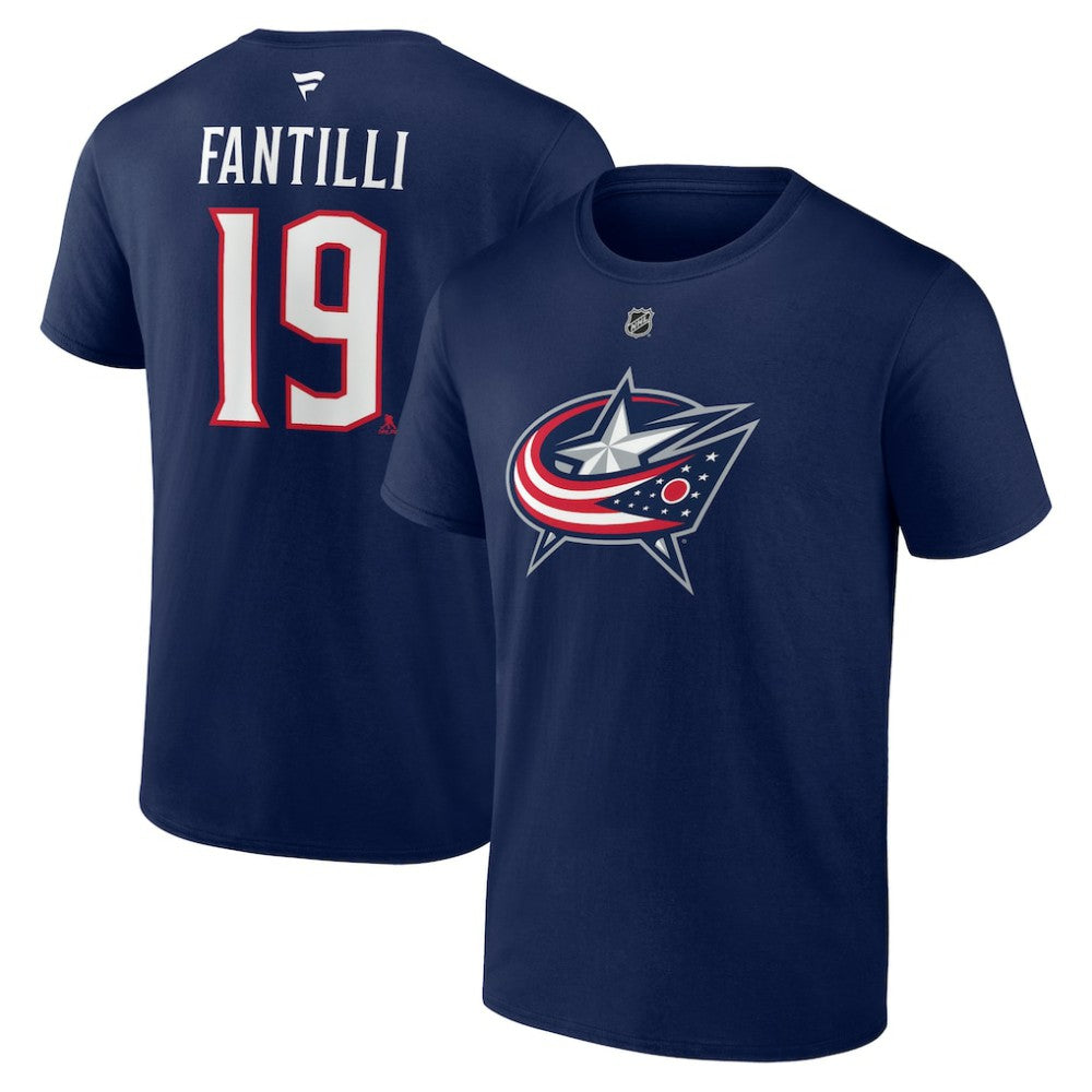 Adam Fantilli Columbus Blue Jackets Fanatics Authentic Stack Name & Number T-Shirt Navy