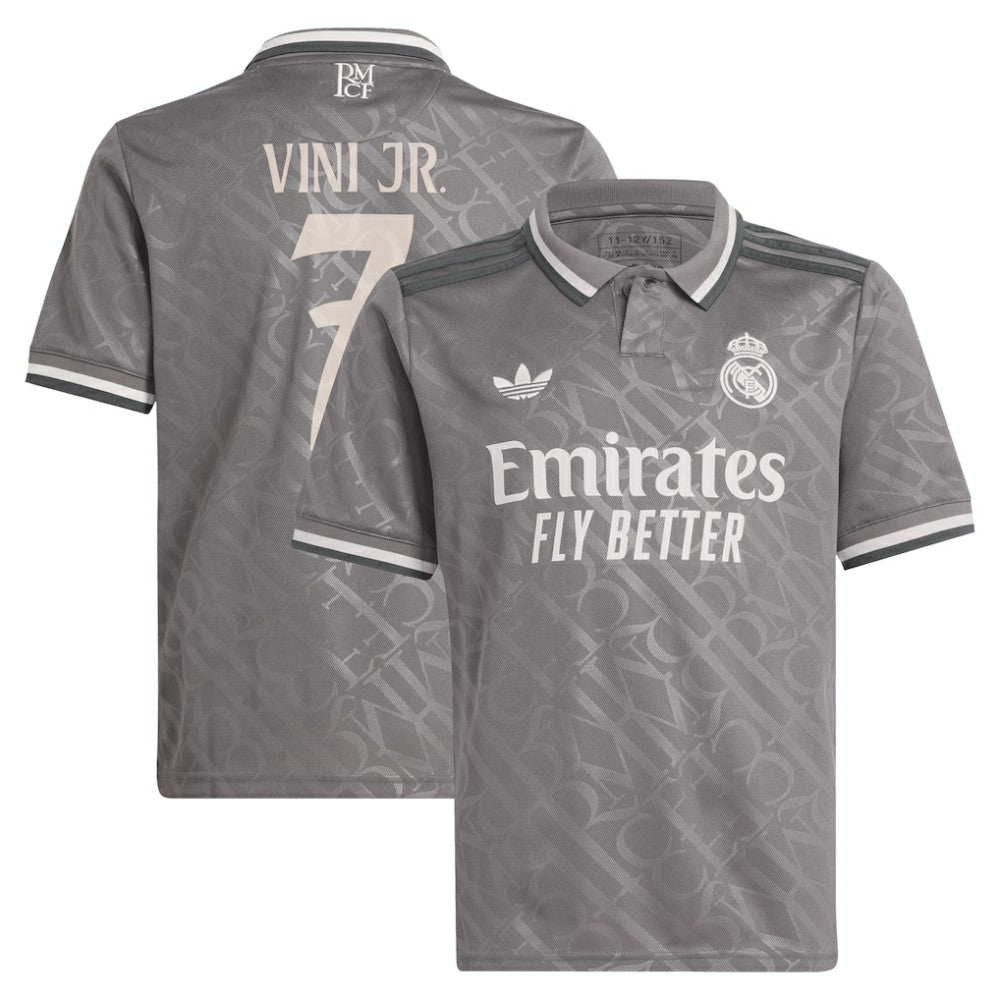 Vini Jr. Real Madrid Originals Youth 2024/25 Third Replica Player Jersey - Charcoal | Adidas on sale
