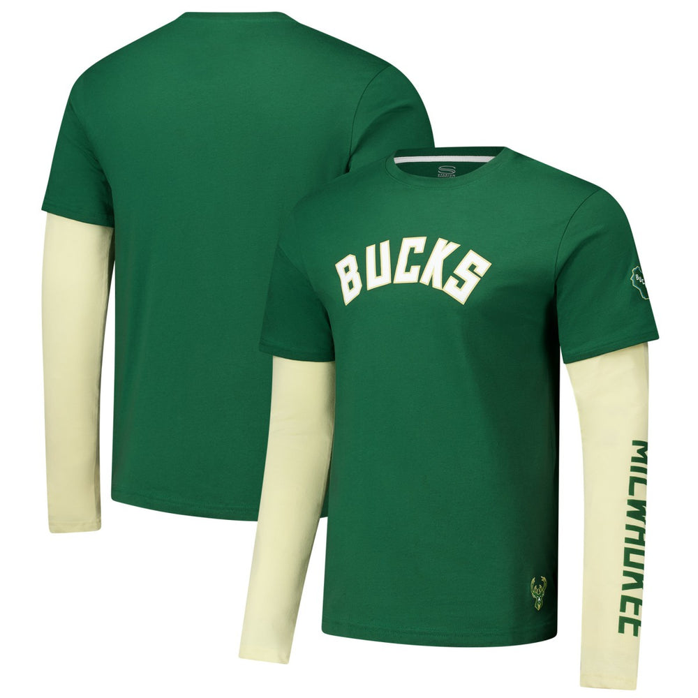 Milwaukee Bucks Stadium Essentials Unisex Spectator Twofer Long Sleeve T-Shirt - Hunter Green sale