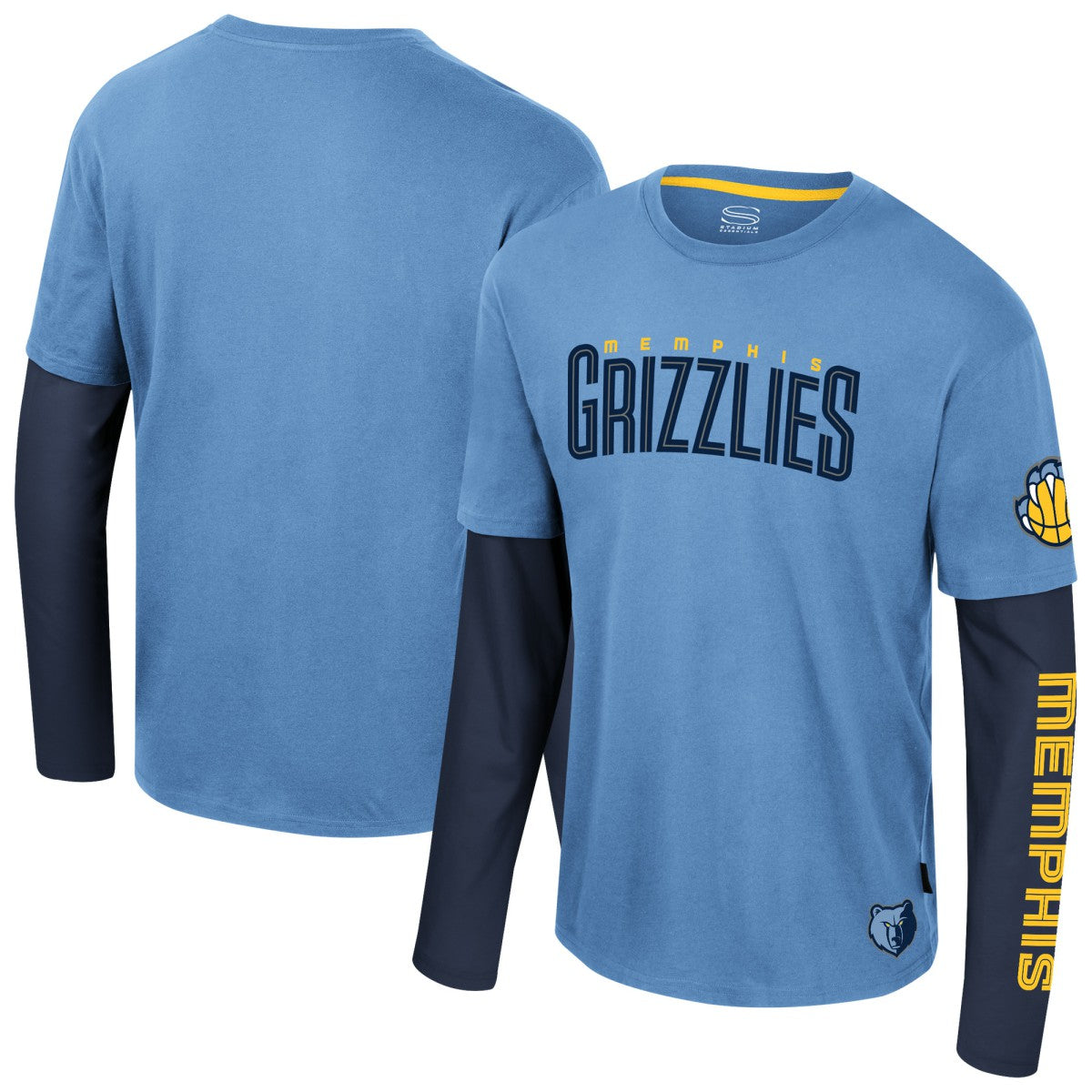 Memphis Grizzlies Stadium Essentials Unisex Spectator 2fer Long Sleeve T-Shirt - Light Blue online