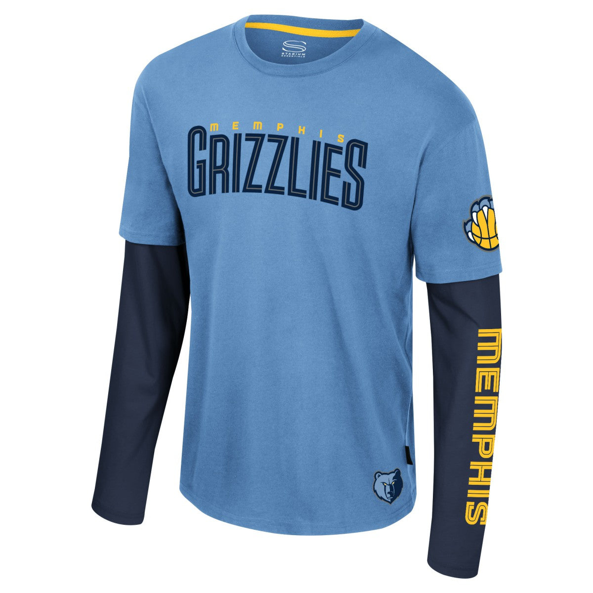 Memphis Grizzlies Stadium Essentials Unisex Spectator 2fer Long Sleeve T-Shirt - Light Blue online