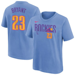 Kris Bryant Colorado Rockies Youth Fuse City Connect Name & Number T-Shirt - Light Blue | Nike