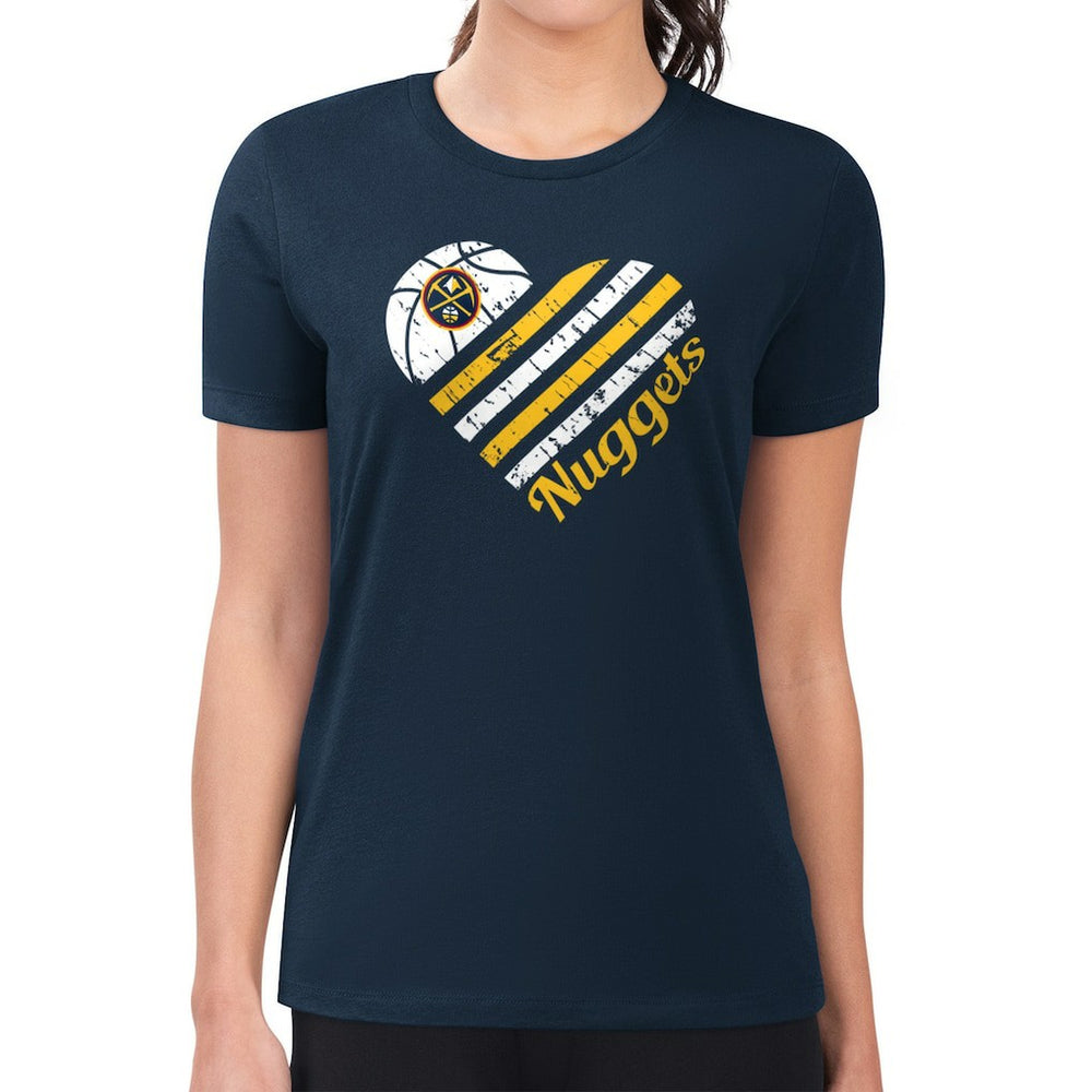 Denver Nuggets G-III 4Her by Carl Banks Women's Super-Slim Fit Lightweight Heart Team T-Shirt sale - Navy cheap