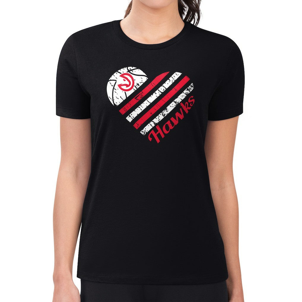 Atlanta Hawks G-III 4Her by Carl Banks Women's Super-Slim Fit Lightweight Heart Team T-Shirt - Black sale