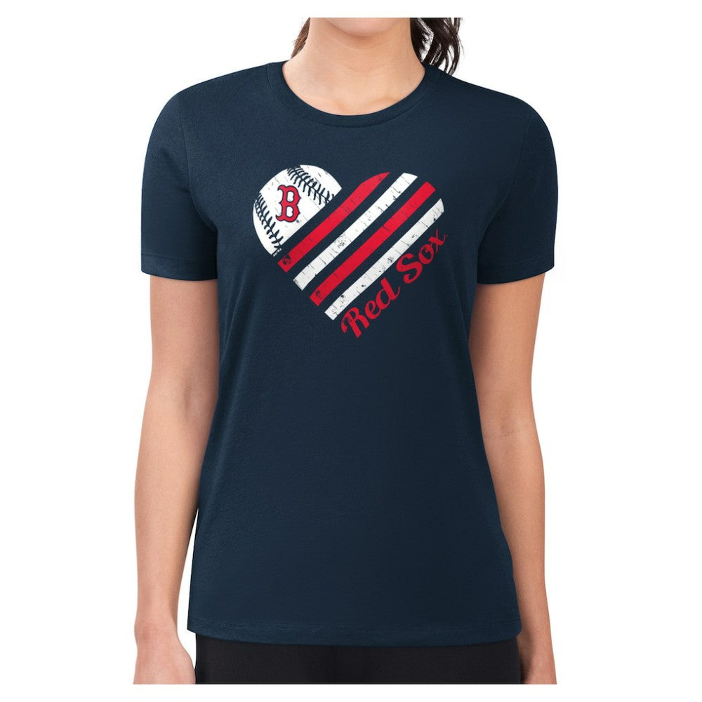 Boston Red Sox G-III 4Her by Carl Banks Women's Super-Slim Fit Lightweight Heart Graphic T-Shirt - Navy