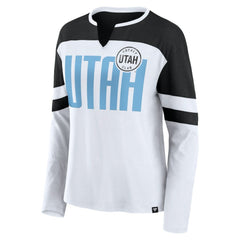 Utah Mammoth Fanatics Women's Frozen Notch Neck Bi-Blend Long Sleeve T-Shirt White