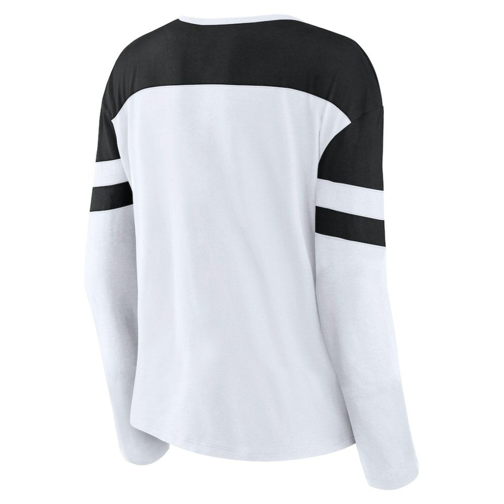 Utah Mammoth Fanatics Women's Frozen Notch Neck Bi-Blend Long Sleeve T-Shirt White