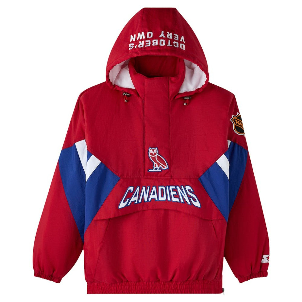 Montreal Canadiens OVO x Starter Half-Zip Hooded Jacket Red