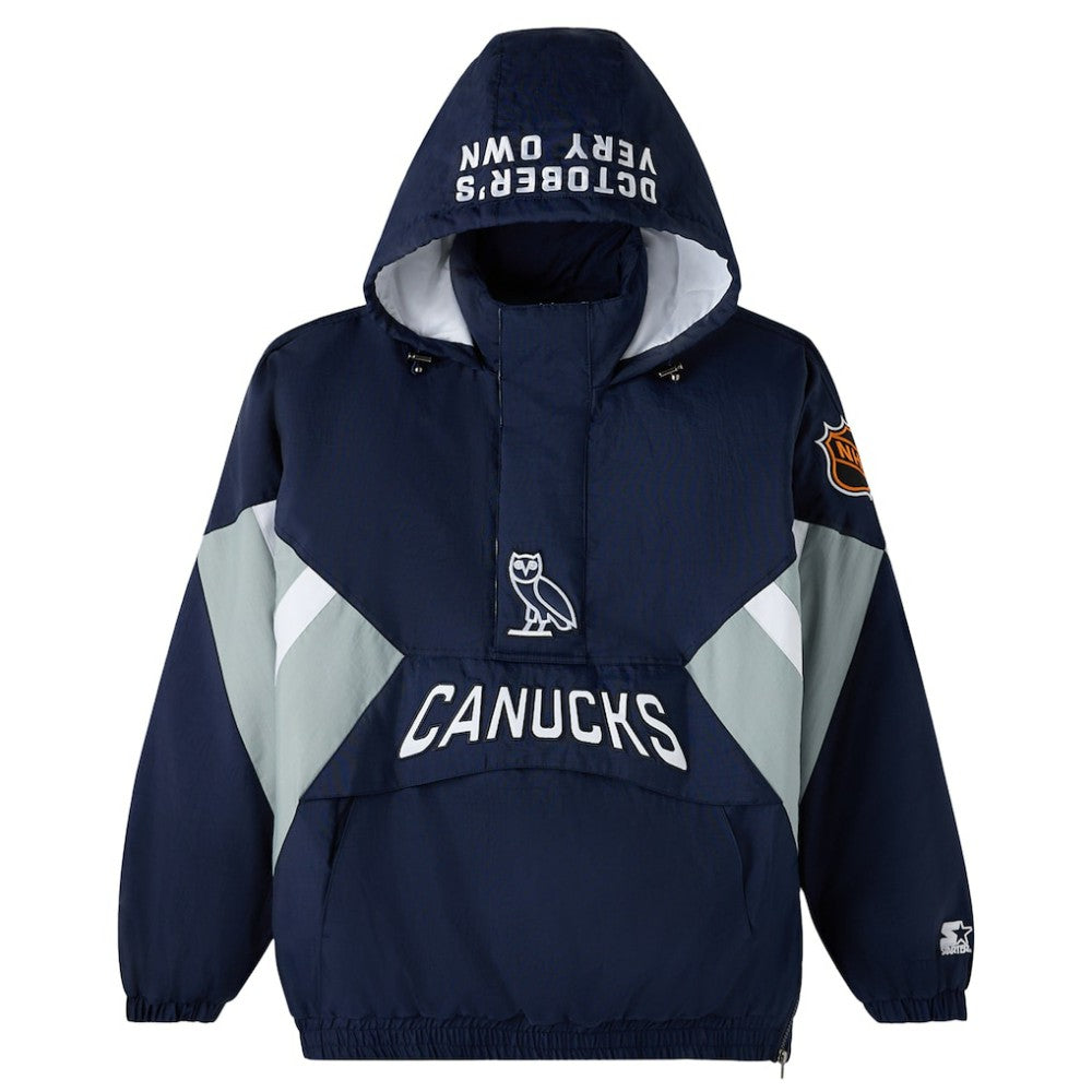 Vancouver Canucks OVO x Starter Half-Zip Hooded Jacket Blue
